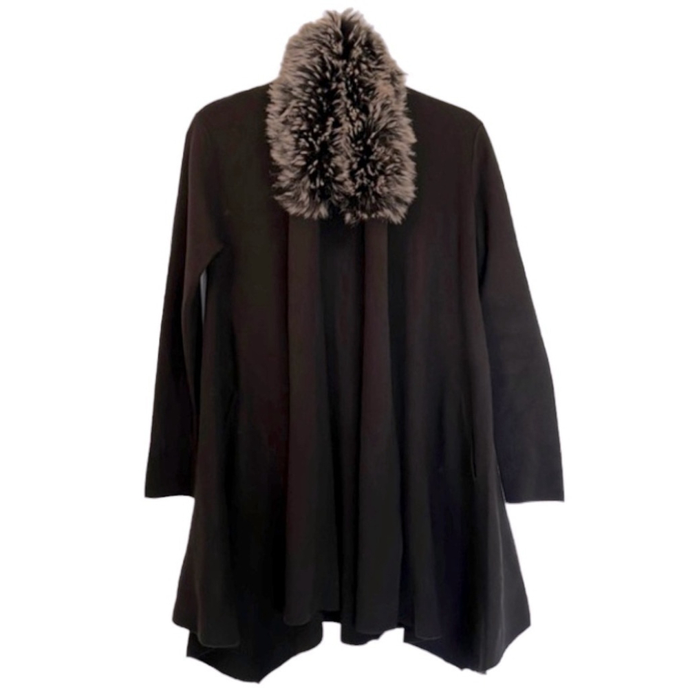 89th + Madison Sweater Faux Fur Collared Flowy Cardigan